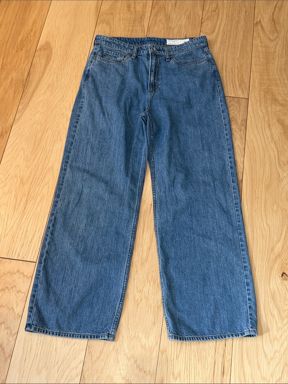 rag & bone Wide-Leg Denim Jeans in Medium Blue